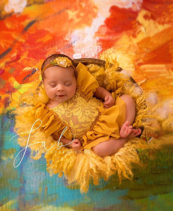 ruffle sleeve romper with ruffle skirt - Willow Mint Props