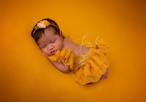 ruffle sleeve romper with ruffle skirt - Willow Mint Props