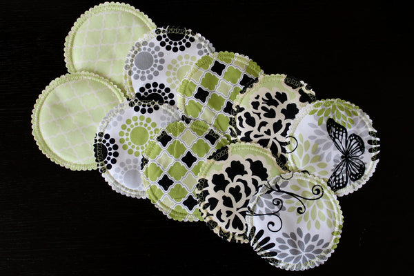 Organic Nursing Pads w Bamboo and PUL/ 10 pads/ - Willow Mint Props