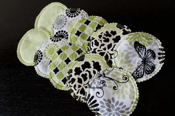 Organic Nursing Pads w Bamboo and PUL/ 10 pads/ - Willow Mint Props