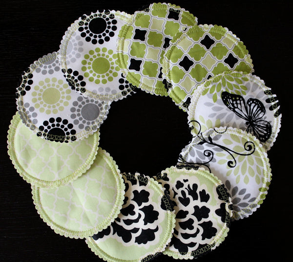 Organic Nursing Pads w Bamboo and PUL/ 10 pads/ - Willow Mint Props