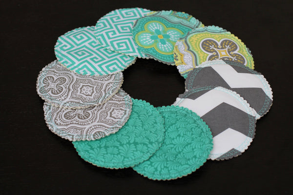 Organic Nursing Pads w Bamboo and PUL/ 10 pads/ - Willow Mint Props