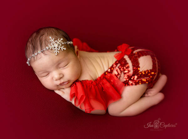 Red Flutter Sleeve Geo Romper