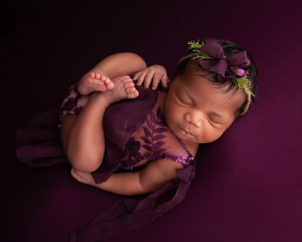 Newborn Plum Ruffle Lace Dress