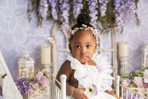 White and Lavender Floral Butterfly 6-12m