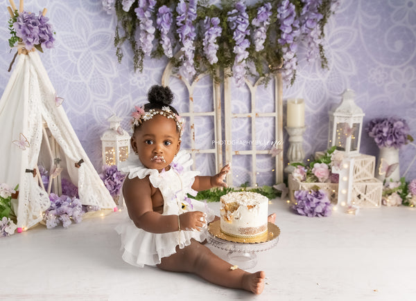 White and Lavender Floral Butterfly 6-12m