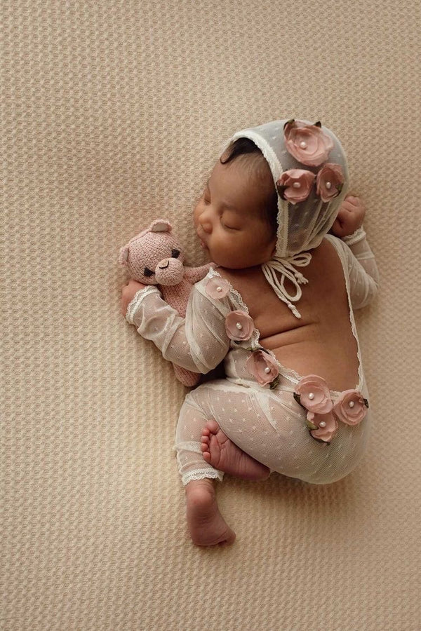 London Rose Romper with Matching Bonnet