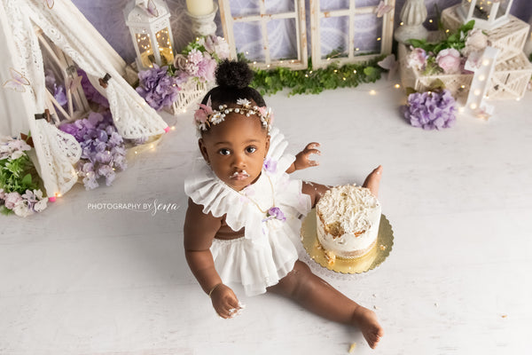 White and Lavender Floral Butterfly 6-12m