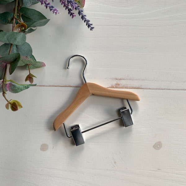 Wooden Baby hangers with metal clips
