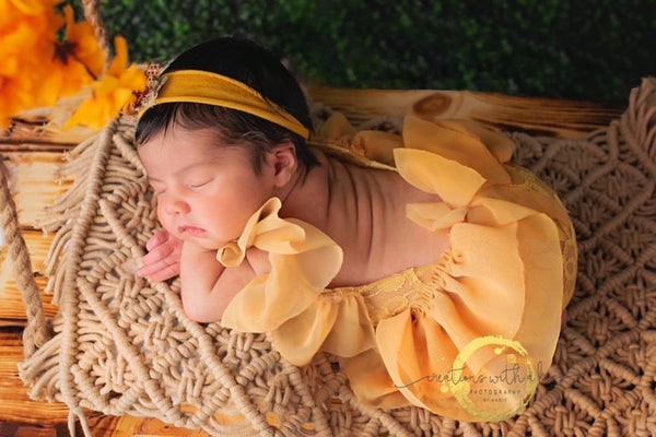 Newborn Mustard Casa Ruffle Romper