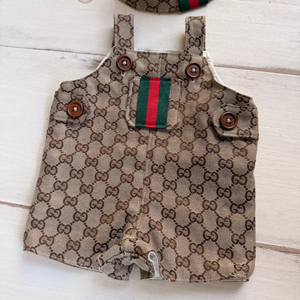 Newborn G overall and bucket hat set - Willow Mint Props