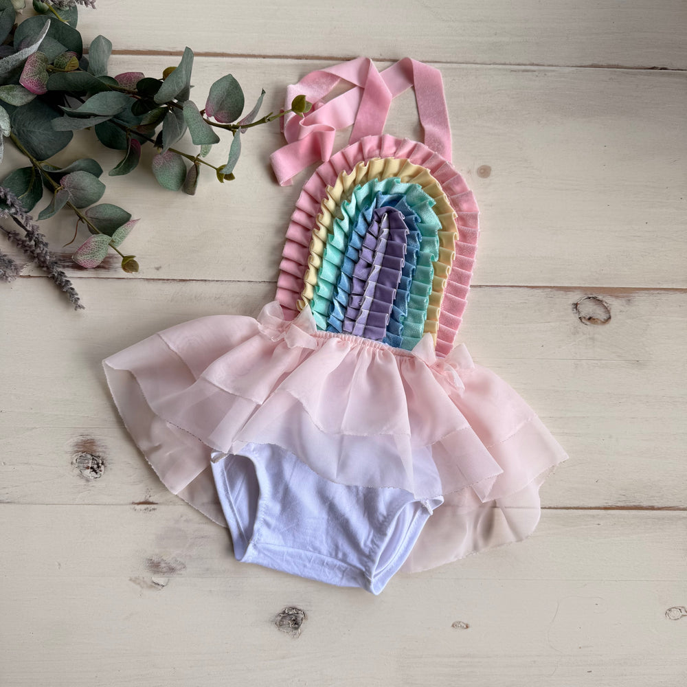 Velvet Rainbow  Romper / 6-12 months / Cake Smash Outfit