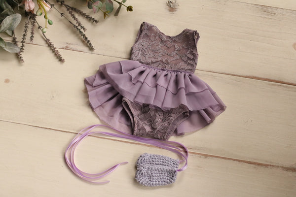 Lavender Newborn Ballerina Dress and Shoes - Willow Mint Props
