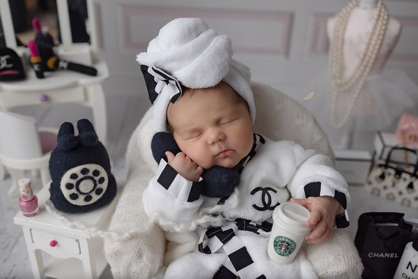 Stripe CC Robe with Matching Slippers, Headband and Head Towel