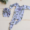 Newborn Lavender Floral Pajama with Matching Turban