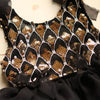 Black and Gold Scale Sequin Shoulder Tie Dress