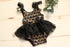 Black and Gold Scale Sequin Shoulder Tie Dress
