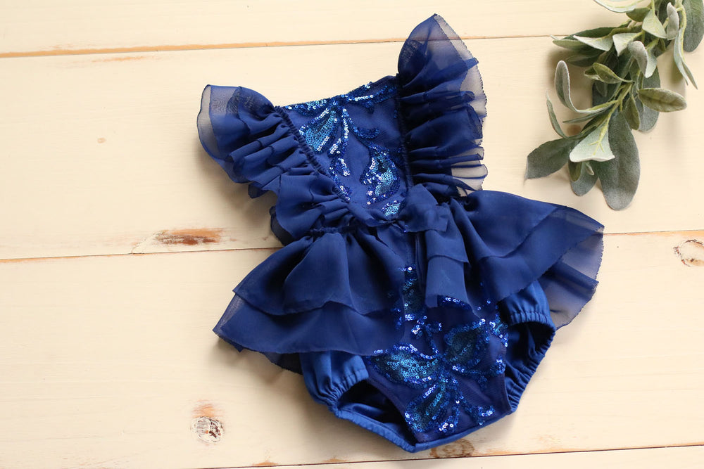 Blue Sequin Gardenia Dress