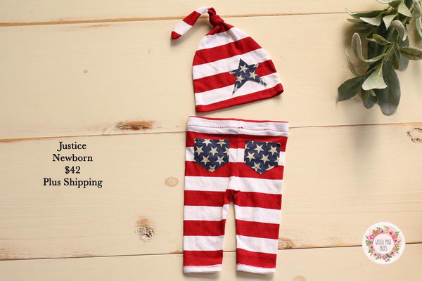 Fourth of July Patriotic Hat and Pant Set