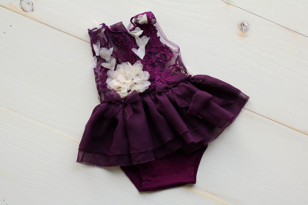 Fall Collection/ 6-12 m 2 Piece Plum Romper