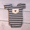 Boy Romper / Onesie Prop / Heart Button / White and Grey Stripes - Willow Mint Props