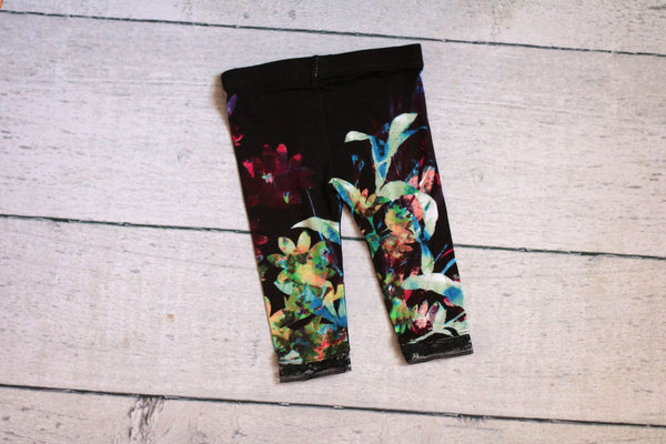 Stretch Pants / Girl Leggings / Floral black lace cuff / Jersey Knit Pants - Willow Mint Props