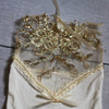 Sheer Gold Lace Romper / V Back Onesie with Pearl Accents - Willow Mint Props