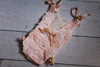 Rose Ruffle Romper / V Back Onesie w Bow Accents