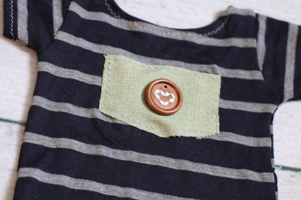 Boy Romper / Onesie Prop / Navy Blue and Grey Stripes - Willow Mint Props