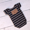 Boy Romper / Onesie Prop / Heart Button / Navy Blue and Grey Stripes - Willow Mint Props