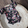 Black Floral Ruffle Sleeve Romper - Willow Mint Props