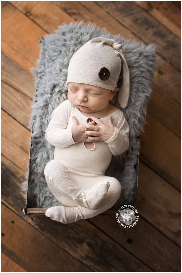 Knot Hat and Pajama Set - Willow Mint Props