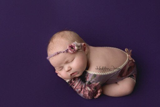Long Sleeve Purple Floral Romper - Willow Mint Props