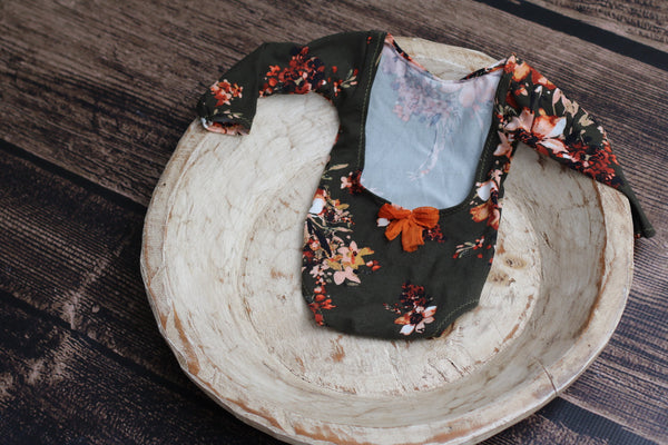 Long Sleeve Floral Romper / Olive - Willow Mint Props