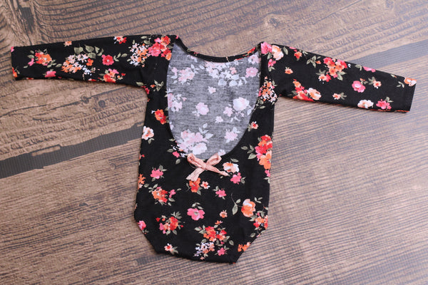 Long Sleeve Floral Romper / Black - Willow Mint Props