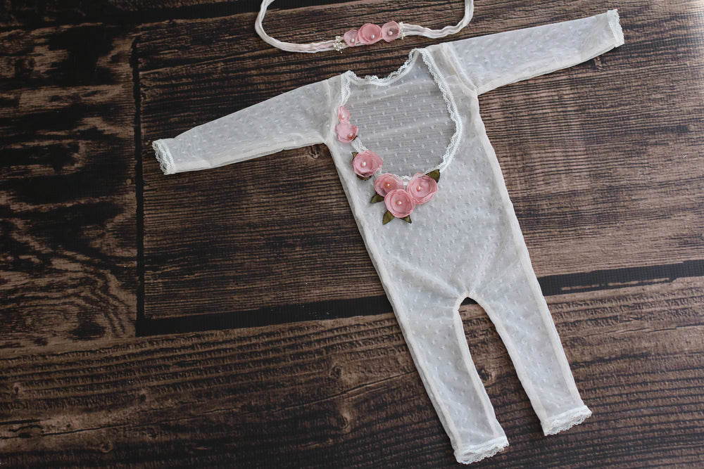 London Rose Romper with Matching Tieback