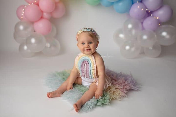 Rainbow  Romper / 6-12 months / Cake Smash Outfit - Willow Mint Props