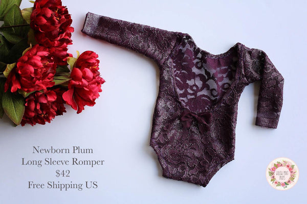 Long Sleeve PLUM Floral Romper - Willow Mint Props