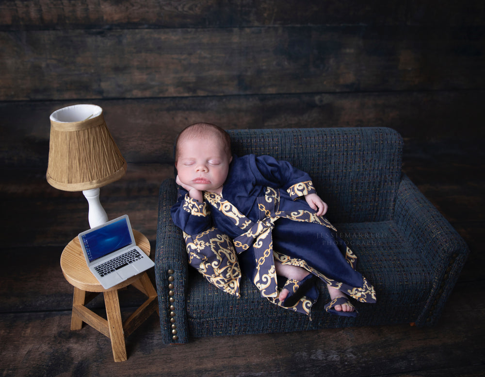 Newborn Lux scroll blue robe