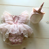 Pink and Gold Unicorn Sequin Bonnet and Dress