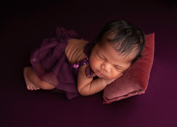 Newborn Plum Ruffle Lace Dress